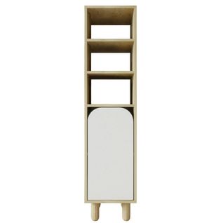 Colonne De Rangement Effet Bois, 1 Porte Blanche Courbe Varen