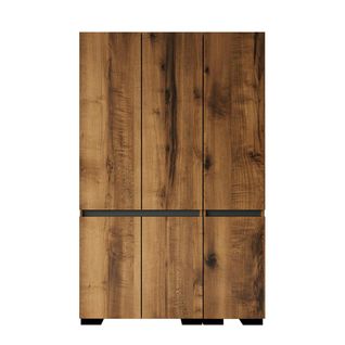 Armoire Penderie 3 Portes, Effet Noyer Détail Gris Byron