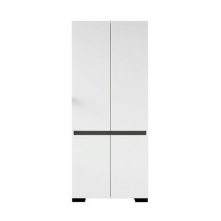 Armoire Blanche 2 Portes Détail Gris, 5 Étagères Byron