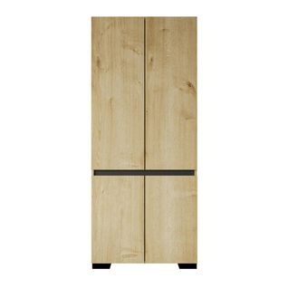 Armoire Penderie 2 Portes Effet Bois Détail Gris Byron
