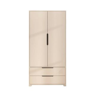 Armoire Penderie Blanche Moderne, 2 Portes 2 Tiroirs Byron