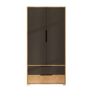 Armoire Penderie 2 Portes Anthracite Et Effet Bois Byron