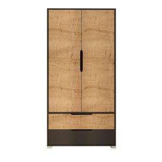 Armoire Penderie 2 Portes Effet Bois Et Anthracite Byron