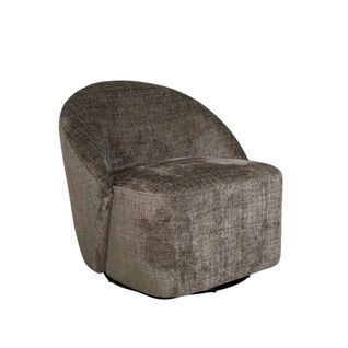 Fauteuil Pivotant Gris Cendre Dossier Rond Tissu Texturé Iena