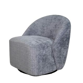 Fauteuil Pivotant Gris Bleu Dossier Rond Tissu Texturé Iena