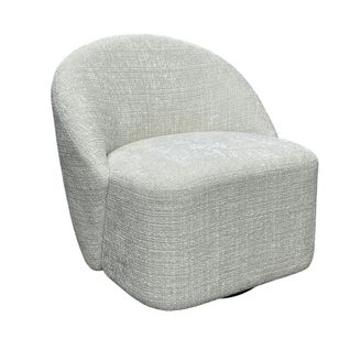 Fauteuil Pivotant Blanc Dossier Rond Tissu Texturé Doux Iena