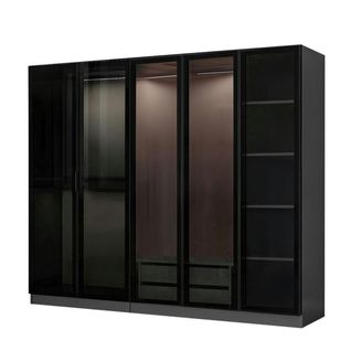 Armoire Penderie 5 Portes Verre Et Cadre Anthracite Byron