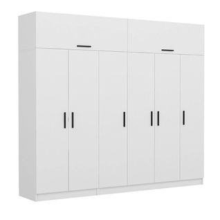 Armoire Penderie Blanche, 8 Portes 3 Portants Byron