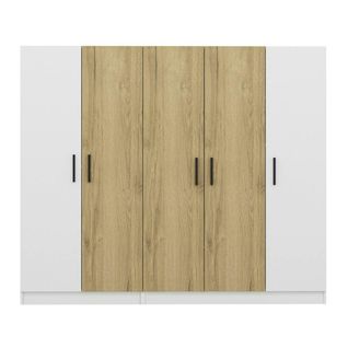 Armoire Penderie Blanche, 3 Portes Effet Bois 3 Portants Byron