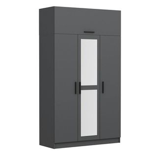 Armoire Penderie Grise 4 Portes Et 2 Miroirs Byron