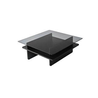 Table Basse Verre Fumé Carrée, Base Noire Salta