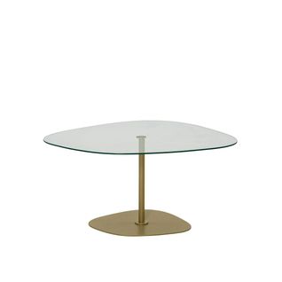 Table Basse Verre Minimaliste Forme Galet Et Pied Doré Tulum