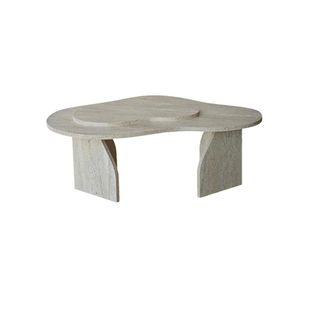 Table Basse Design Organique Effet Travertin 2 Plateaux Marfa