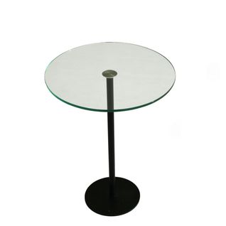 Bout De Canapé Rond En Verre, Pied Métal Noir Ø40 Cm Tulum