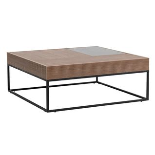 Table Basse Design Carrée Effet Noyer et Anthracite Jena