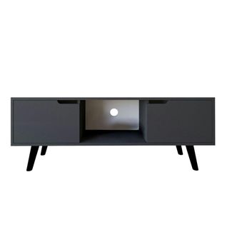 Petit Meuble TV 2 Portes Anthracite Poignées Intégrées Marfa