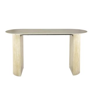 Table Bar Céramique Effet Travertin, Pieds Colonne 180 Cm Ascoli