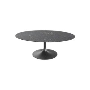 Table Basse Céramique Grise Marbrée Ovale, Pied Tulipe Ligurie