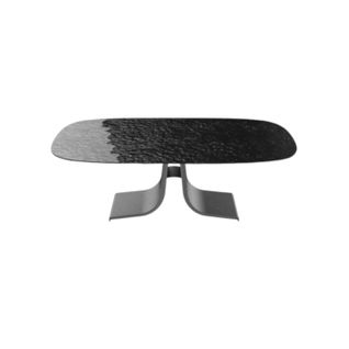 Table Basse Verre Ondulé Noir, Pied Ouvert Ligurie