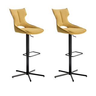 Chaise De Bar Réglable Jaune Dossier Ouvert (lot De 2) Lombardie