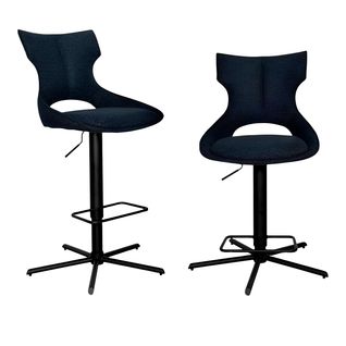 Chaise De Bar Réglable Bleue à Dossier Ouvert (lot De 2) Lombardie