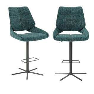 Chaise De Bar Réglable Bleue Assise Baquet (lot De 2) Ligurie