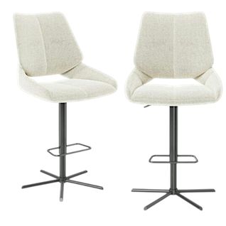 Chaise De Bar Réglable Beige Assise Baquet (lot De 2) Ligurie