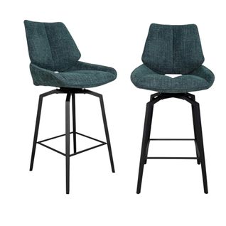 Chaise De Bar Pivotante Bleue Assise Baquet (lot De 2) Ligurie