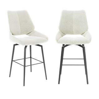 Chaise De Bar Pivotante Beige Assise Baquet (lot De 2) Ligurie