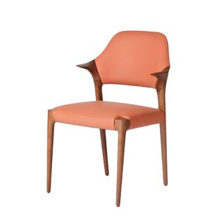 Chaise En Cuir Rouille Design, Accoudoirs Bois Brun Alder