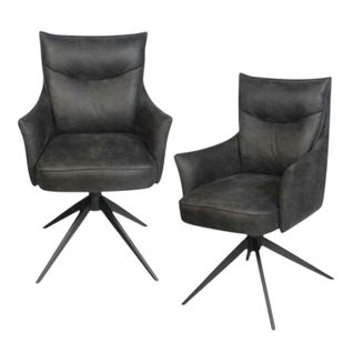 Fauteuil De Table Pivotant Gris Foncé à Poignée (lot De 2) Lombardie