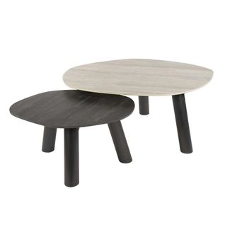Tables Basses Design Céramique 3d Gris Clair et Foncé (x2) Galway