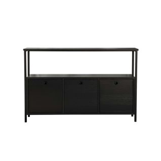 Console D'entrée Avec Rangement 3 Niches, Effet Bois Noir Jena