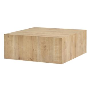 Table Basse Carrée Effet Bois Clair Roulettes Invisibles Marfa