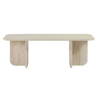 Table Basse Rectangulaire Effet Travertin Bords Ronds Marfa