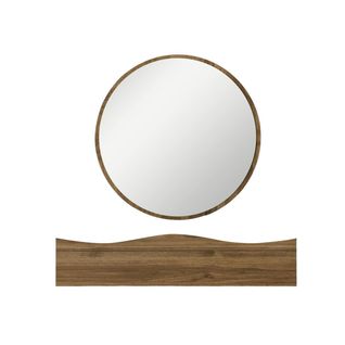 Coiffeuse Murale Effet Bois Foncé Avec Miroir, 2 Tiroirs Marfa