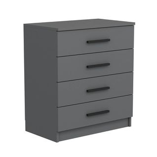 Commode Grise Moderne 4 Tiroirs, Poignées Noires Marfa