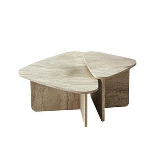 Table Basse Effet Travertin, Triangle Organique (x2) Marfa