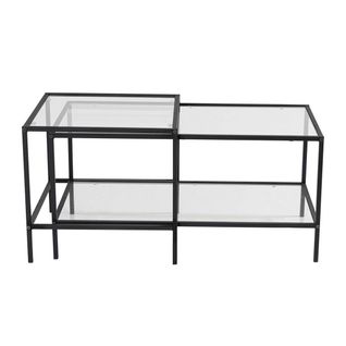 Table Basse Gigogne En Verre à Cadre Noir (lot De 2) Tulum
