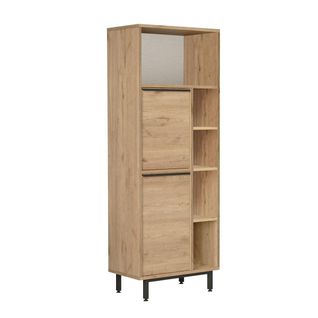 Meuble Rangement Bureau Décor Bois 2 Portes 4 Niches Jena