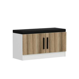 Banc D’entrée Avec Rangement 2 Portes Décor Bois Marfa