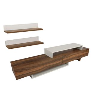 Ensemble Meuble TV Moderne Décor Noyer Et Blanc (3 Pièces) Marfa