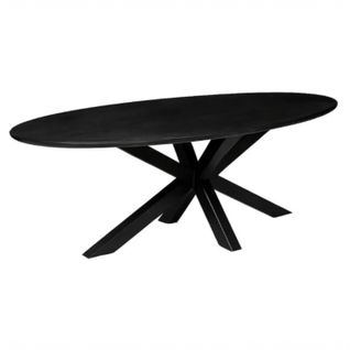 Table à Manger Ovale Noire En Bois De Manguier 240 Cm Alvera