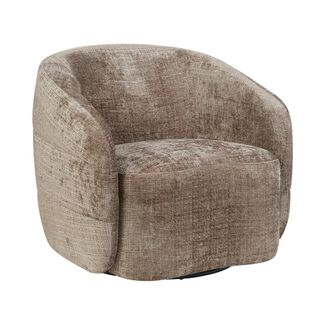 Fauteuil Salon Pivotant Marron Tissu Chenille Belora