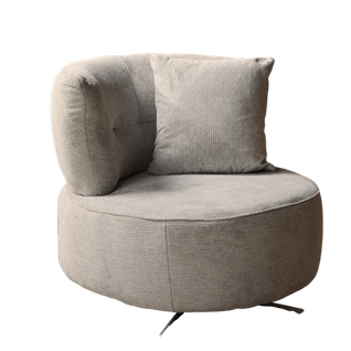 Fauteuil Pivotant Rond Gris Clair Avec Coussin Assorti Belora