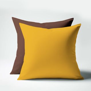 Taie D'oreiller Coton Tertio® Curry / Chocolat - 50 X 70 cm Sans Volant