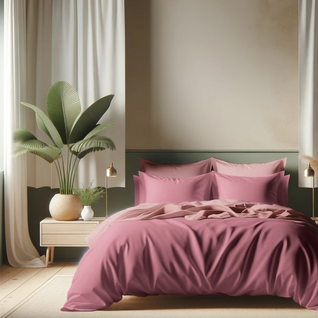 Housse De Couette Coton Tertio® Vieux Rose / Rose Blush - 260 X 240 cm