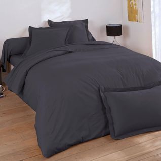 Housse De Couette 240x220 Gris Souris En Coton