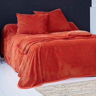 Jeté De Lit 180x245 Orange Terracotta En Polyester