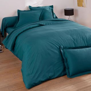Drap-housse 160x200x28 Bleu Canard En Coton